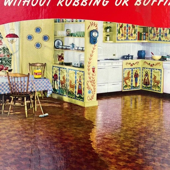 1940s Johnson Glo-Coat Wax Vintage Advertising Sign‎ 21 Cardboard MCM Kitchen